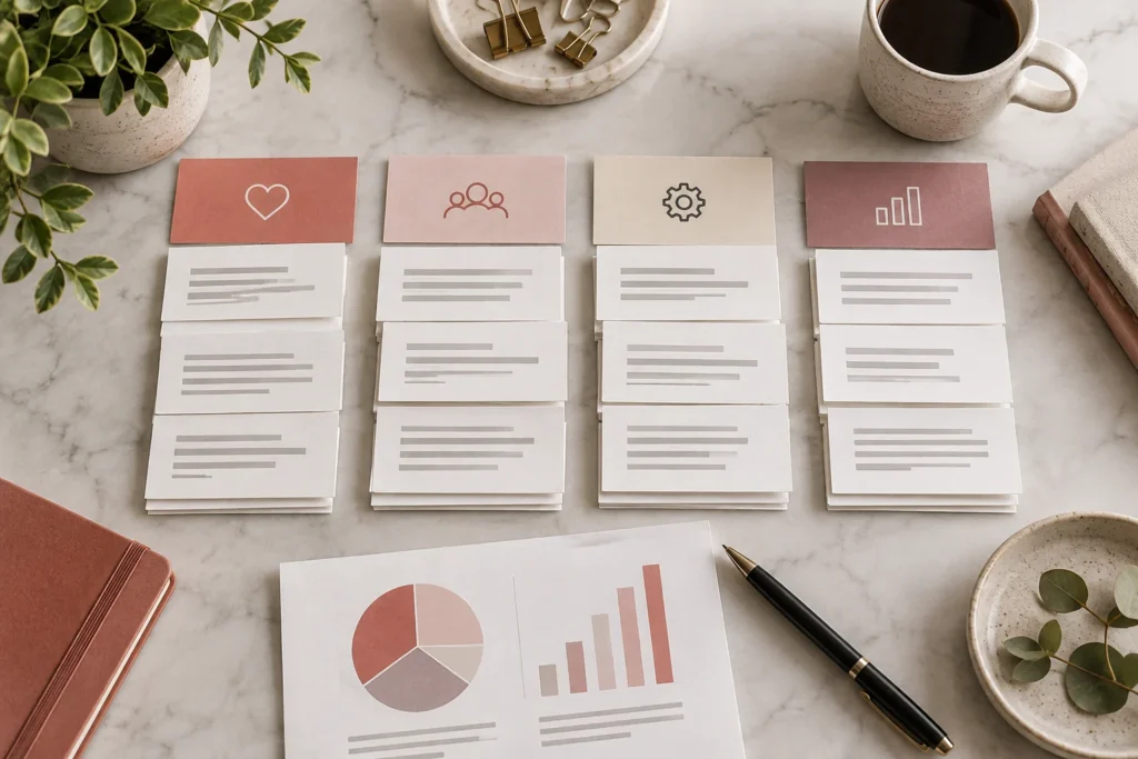 Customer comments grouped into useful themes
